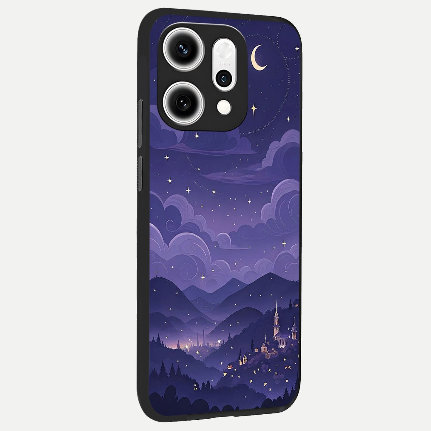 Minimal Night View back cover For Oppo Reno 14 Pro slim fit glass case with vibrant aesthetic design