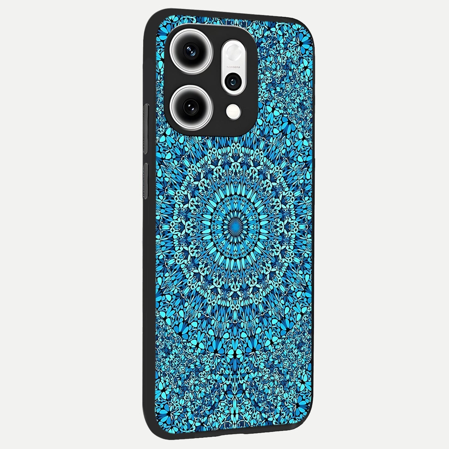 Ocean Bloom Mandala back cover For Oppo Reno 14 Pro slim fit glass case with vibrant aesthetic design