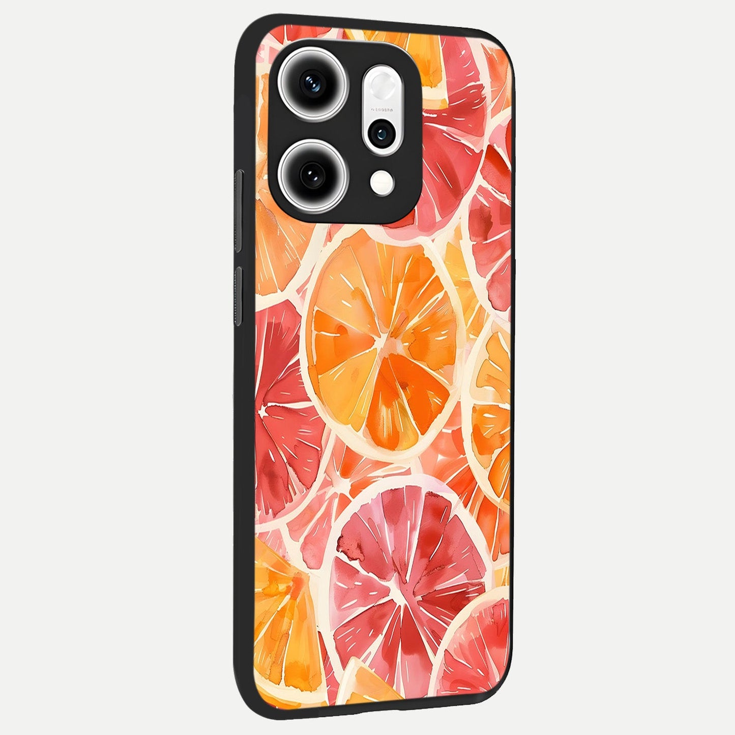 Orange Fruits Pattern back cover For Oppo Reno 14 Pro slim fit glass case with vibrant aesthetic design