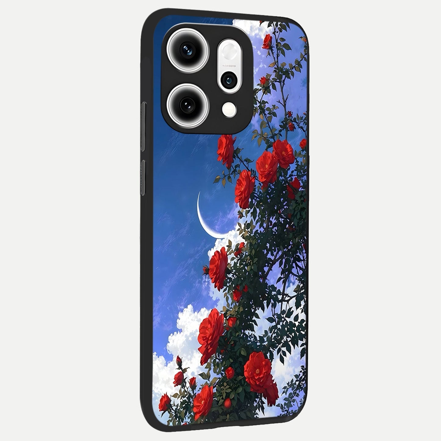 Rose Drift Flowers back cover For Oppo Reno 14 Pro slim fit glass case with vibrant aesthetic design