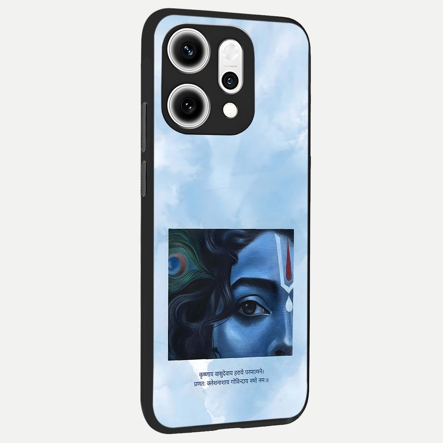 Spiritual Krishna back cover For Oppo Reno 14 Pro slim fit glass case with vibrant aesthetic design
