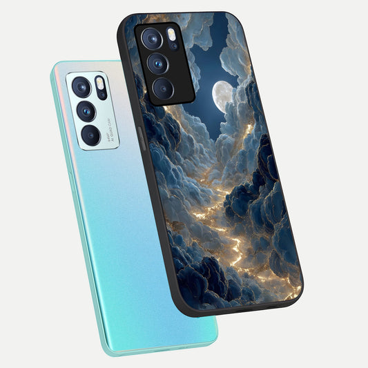 Celestial Cloud Road phone case For Oppo Reno 6 Pro showing premium glass back cover with detailed artwork