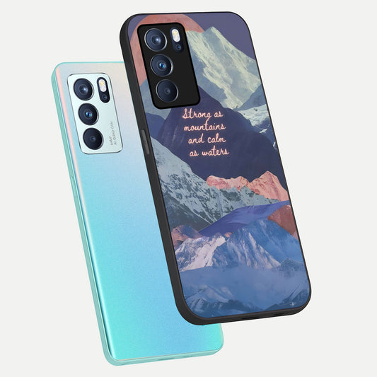 Celestial Mountain Calm phone case For Oppo Reno 6 Pro showing premium glass back cover with detailed artwork