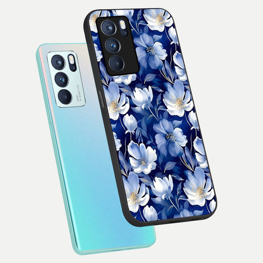 Cute Floral Patterns phone case For Oppo Reno 6 Pro showing premium glass back cover with detailed artwork