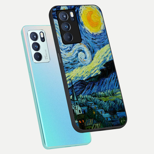 Inspired Van Gogh Art phone case For Oppo Reno 6 Pro showing premium glass back cover with detailed artwork