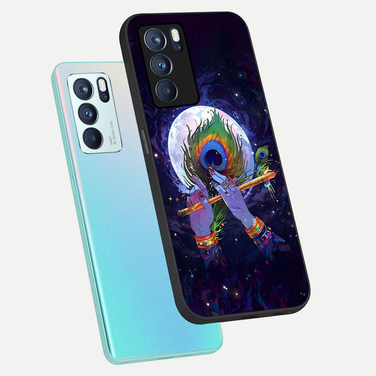 Krishna Hands Art phone case For Oppo Reno 6 Pro showing premium glass back cover with detailed artwork