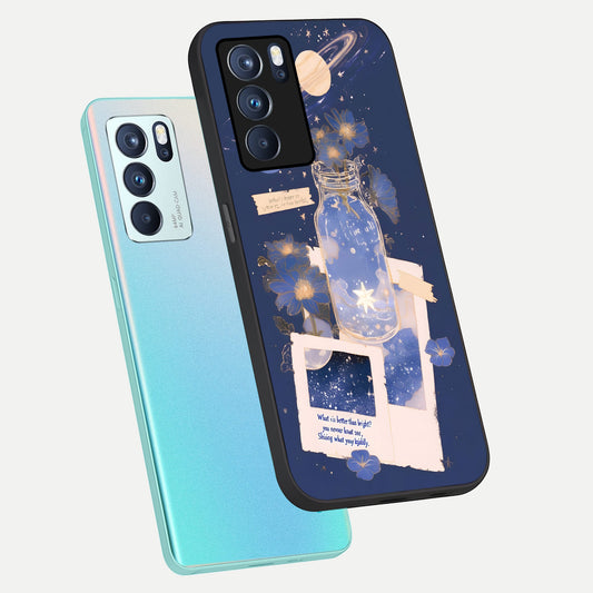 Starlit Cosmic Jar phone case For Oppo Reno 6 Pro showing premium glass back cover with detailed artwork