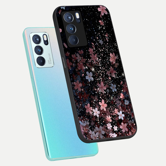 Starlit Flower Dreams phone case For Oppo Reno 6 Pro showing premium glass back cover with detailed artwork