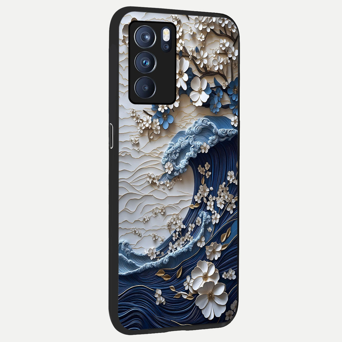Blossom Wave Art back cover For Oppo Reno 6 Pro slim fit glass case with vibrant aesthetic design