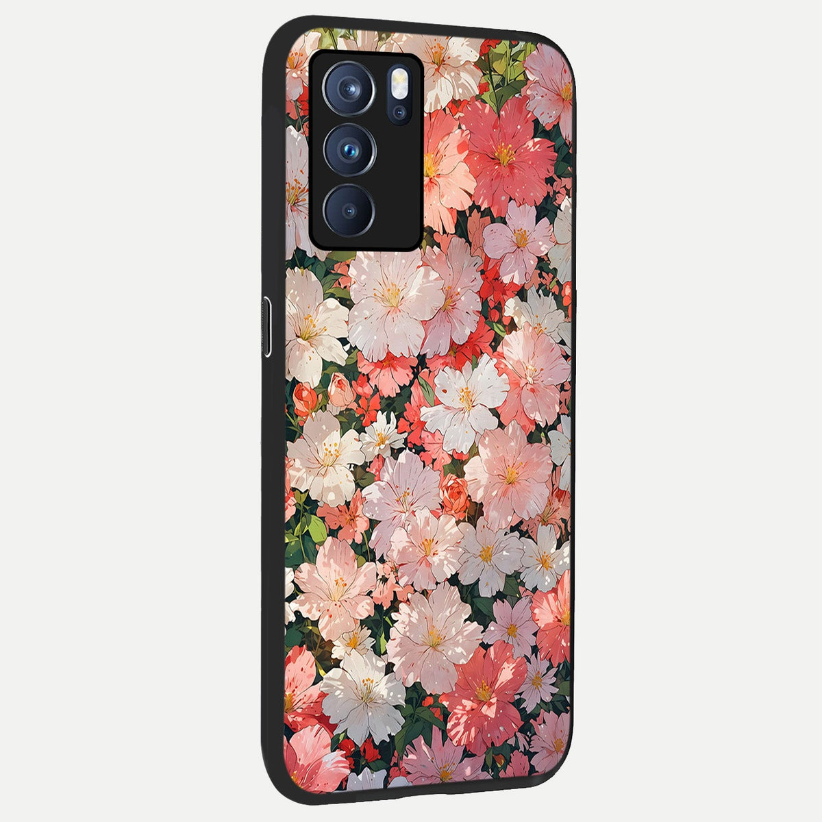 Blush Bloom Field back cover For Oppo Reno 6 Pro slim fit glass case with vibrant aesthetic design