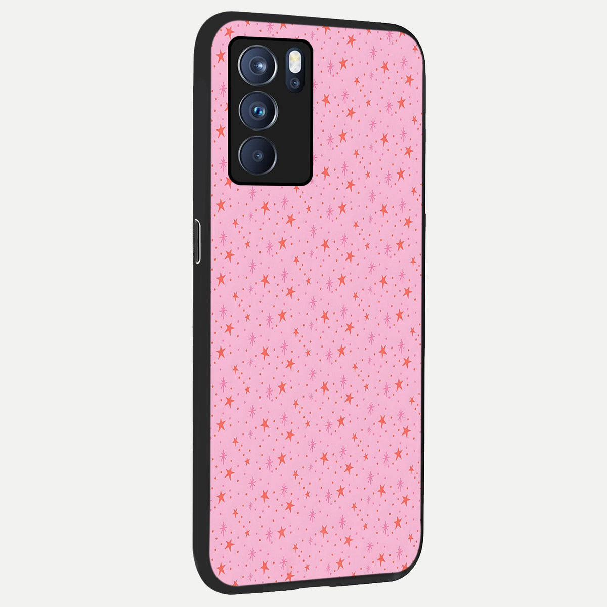 Cosmic Pink Sparkle back cover For Oppo Reno 6 Pro slim fit glass case with vibrant aesthetic design