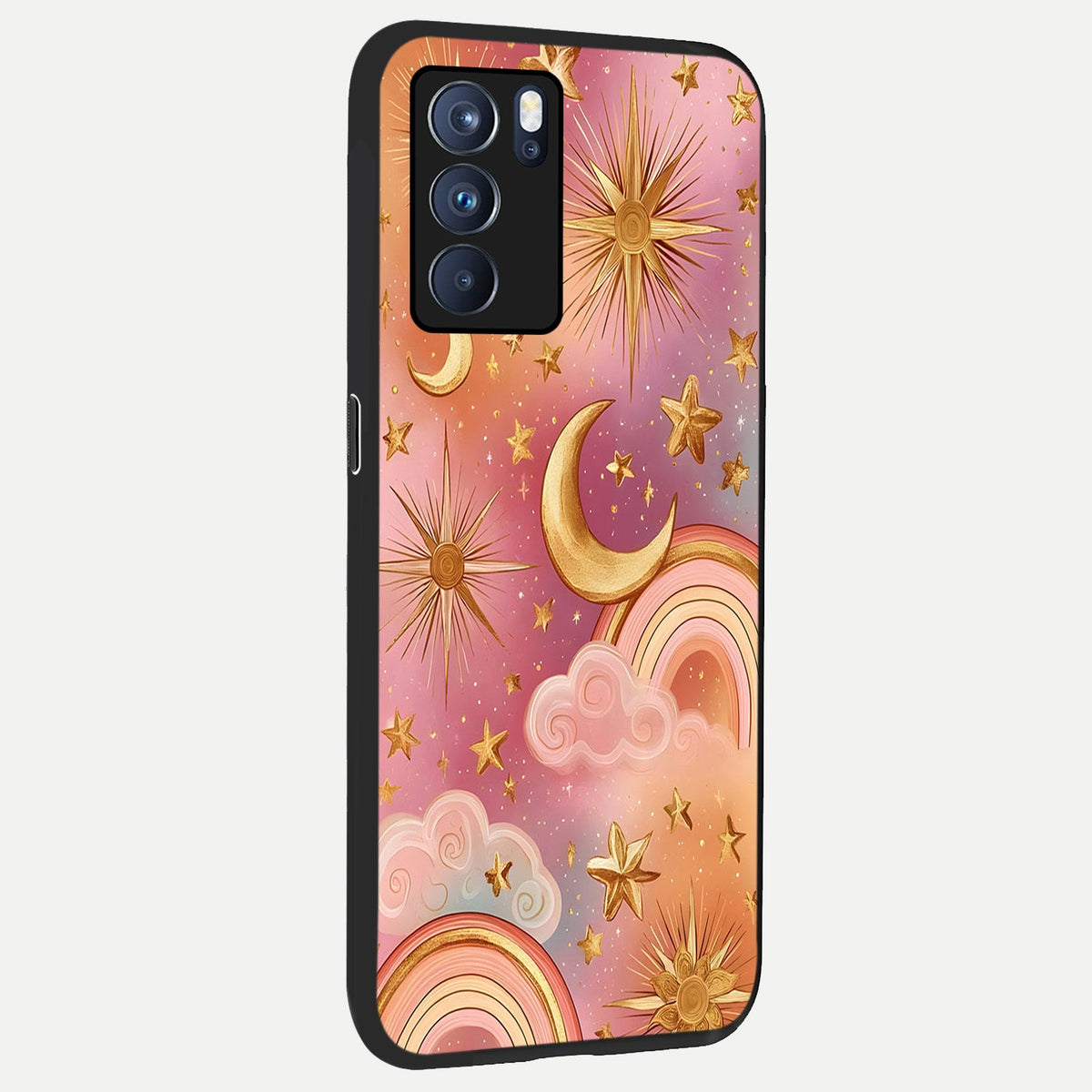 Golden Celestial Dreams back cover For Oppo Reno 6 Pro slim fit glass case with vibrant aesthetic design