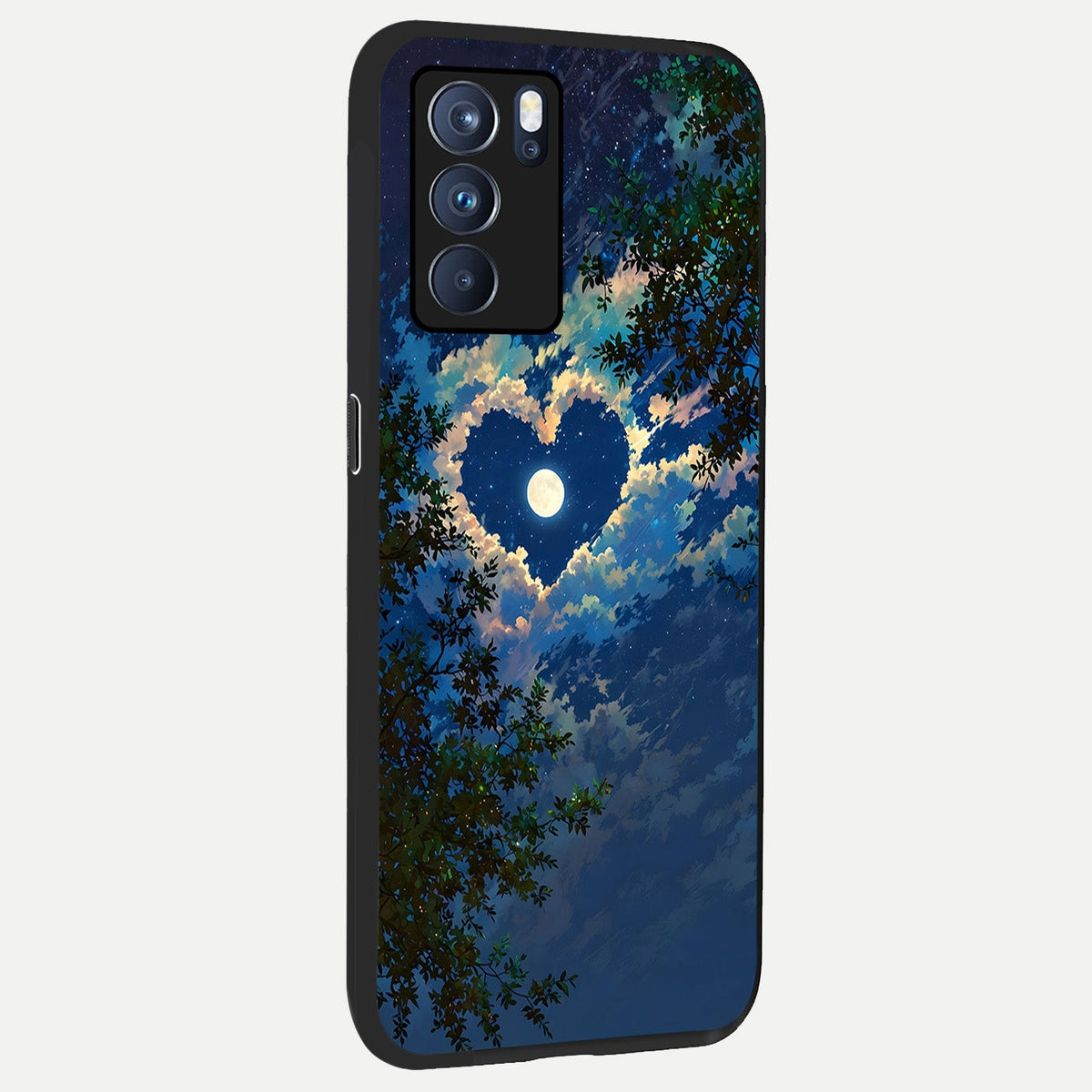 Heart With Moon Sky back cover For Oppo Reno 6 Pro slim fit glass case with vibrant aesthetic design