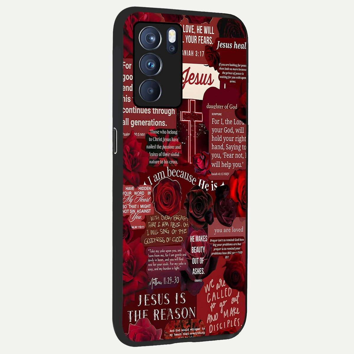 Jesus Love Heals back cover For Oppo Reno 6 Pro slim fit glass case with vibrant aesthetic design