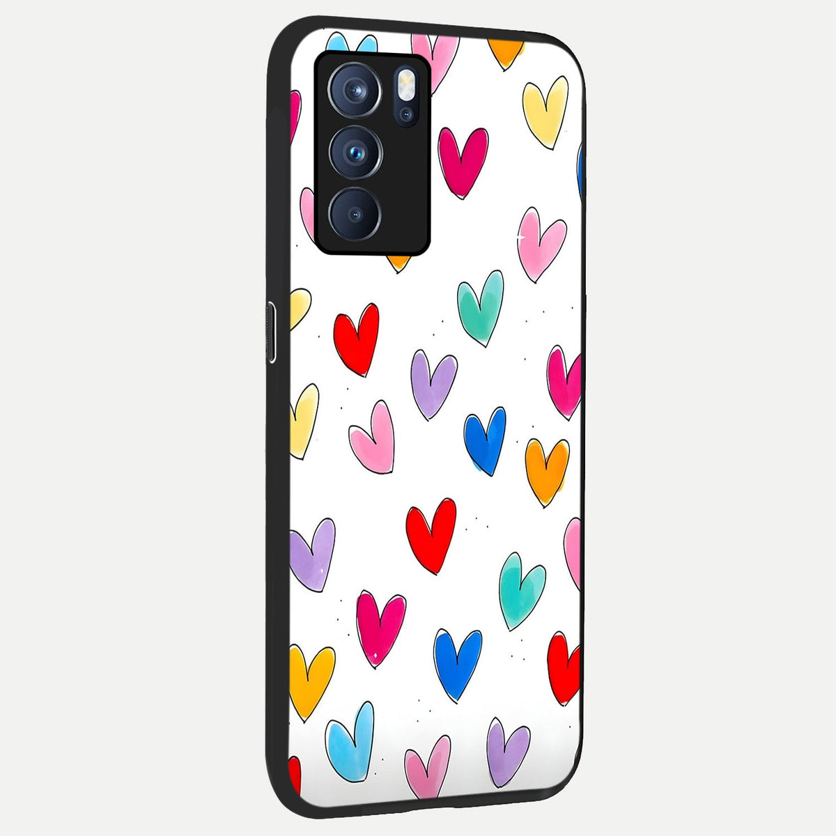 Playful Love Doodles back cover For Oppo Reno 6 Pro slim fit glass case with vibrant aesthetic design