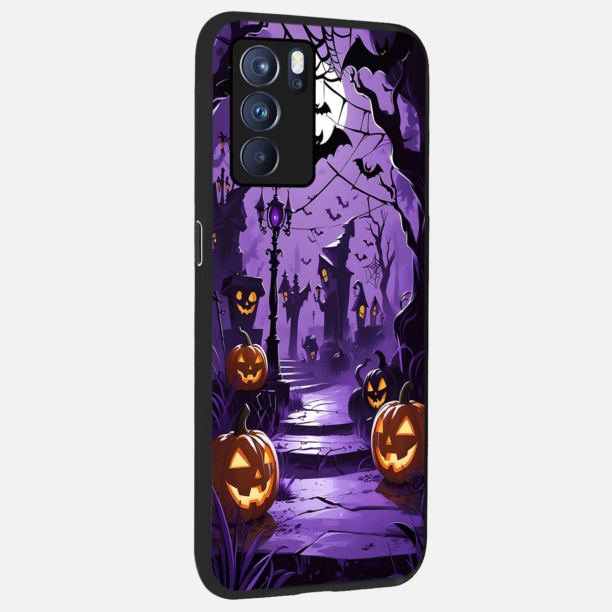 Pumpkin Patch Halloween back cover For Oppo Reno 6 Pro slim fit glass case with vibrant aesthetic design