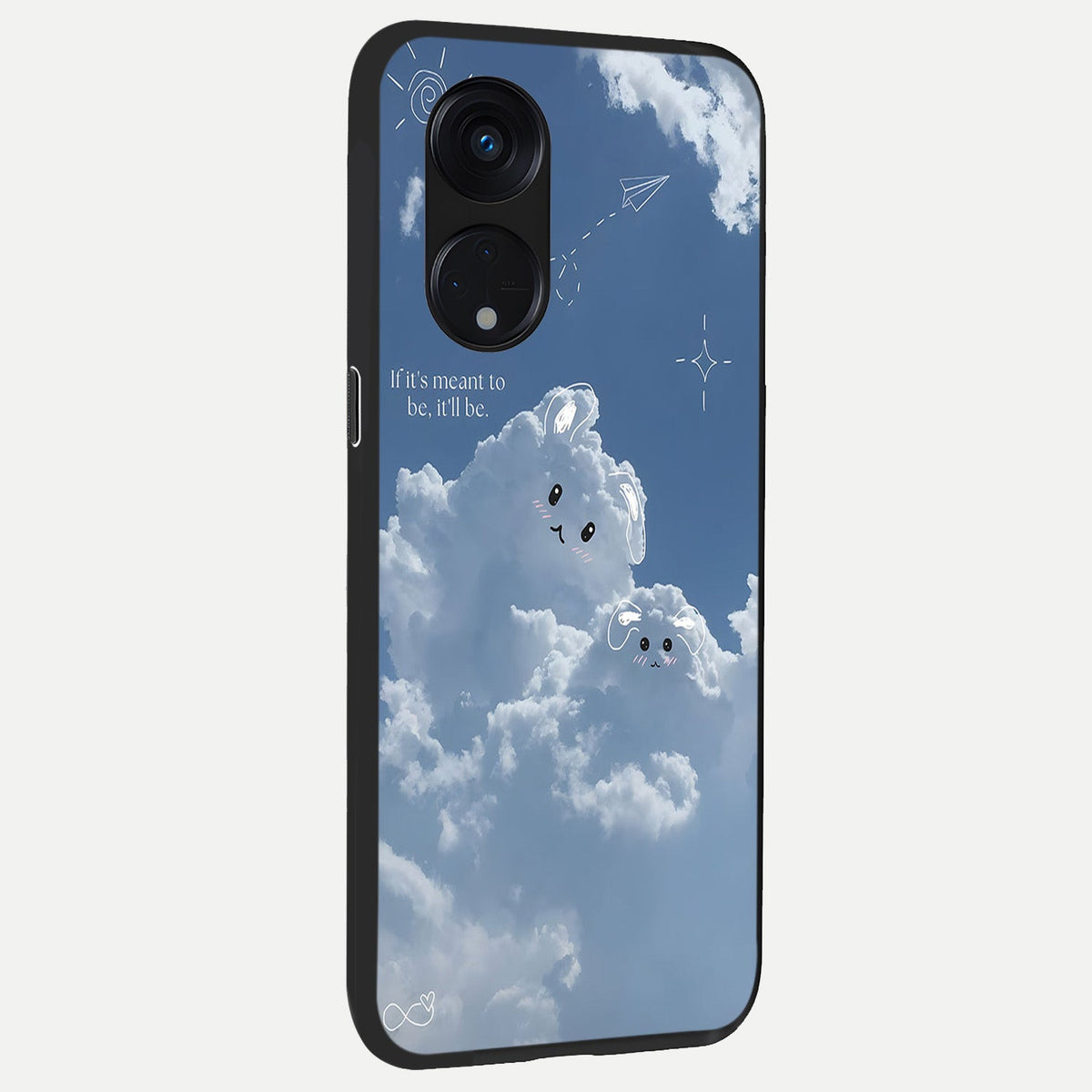 Cloud Bunny Dreams back cover For Oppo Reno 8T 5G slim fit glass case with vibrant aesthetic design