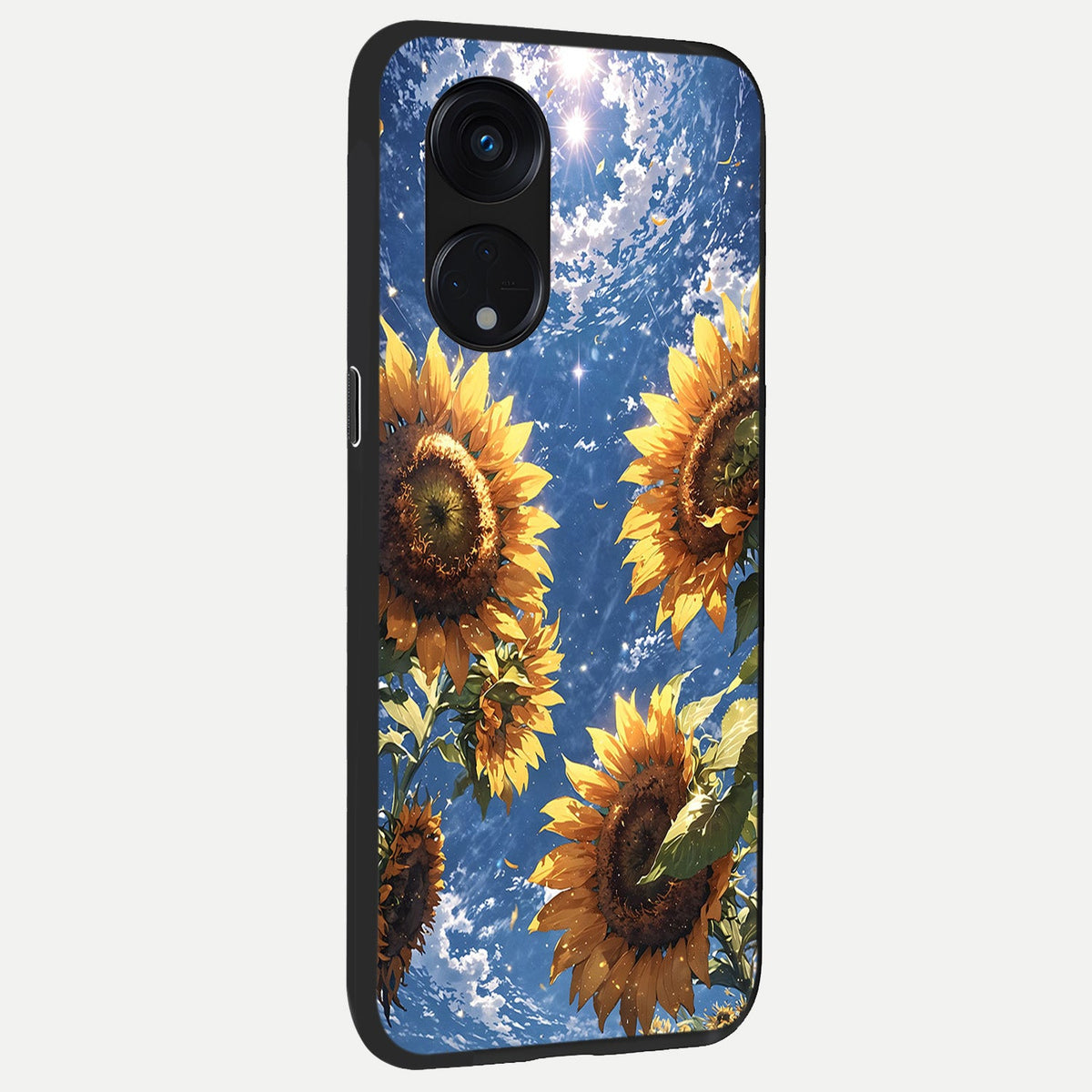 Heavenly Sunflower Rise back cover For Oppo Reno 8T 5G slim fit glass case with vibrant aesthetic design