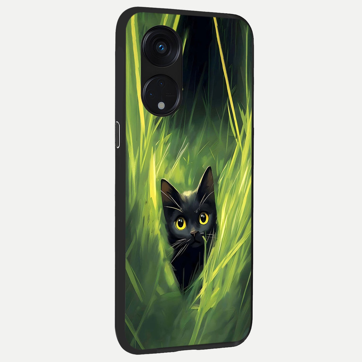 Hidden Cat Whisper back cover For Oppo Reno 8T 5G slim fit glass case with vibrant aesthetic design