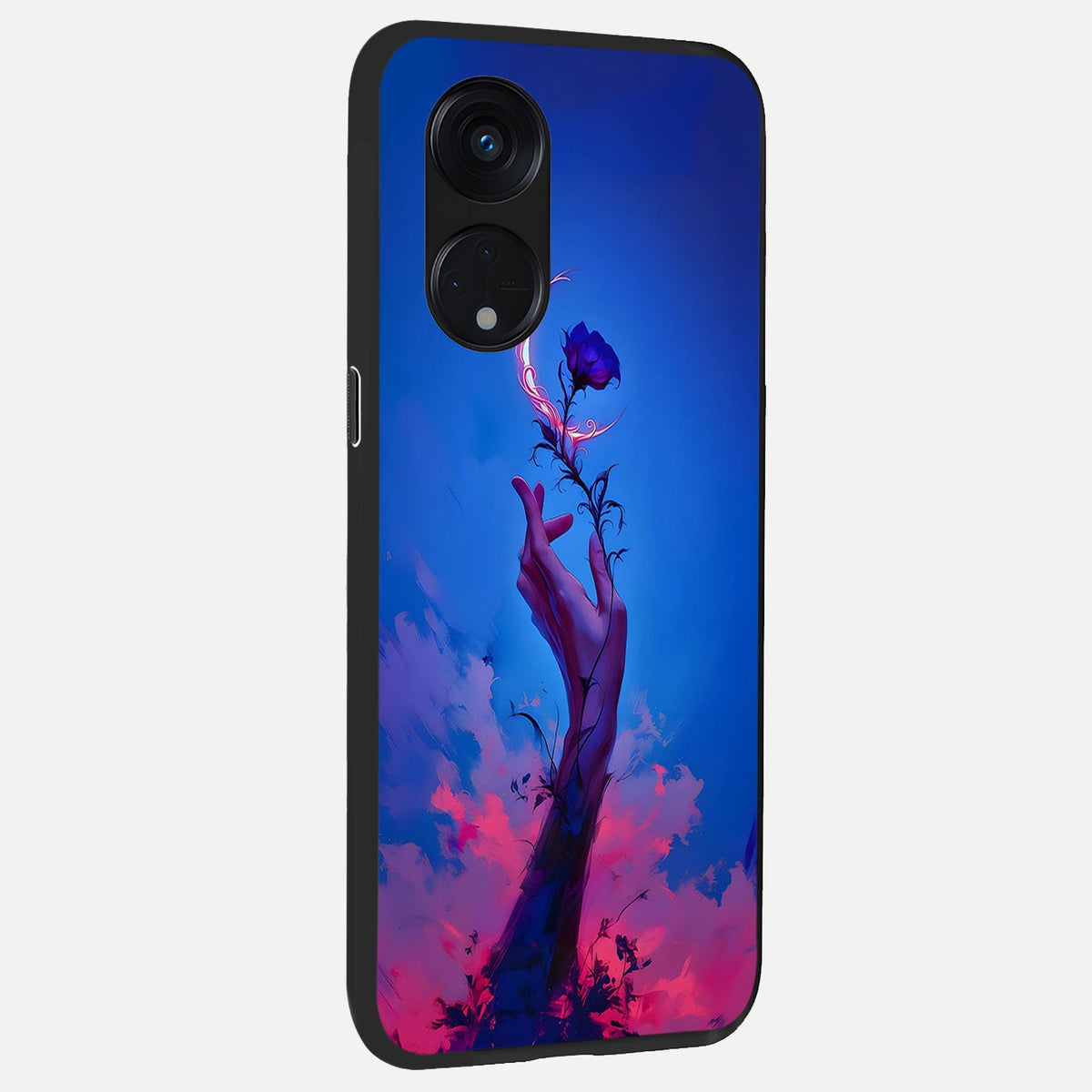 Mystic Hand back cover For Oppo Reno 8T 5G slim fit glass case with vibrant aesthetic design
