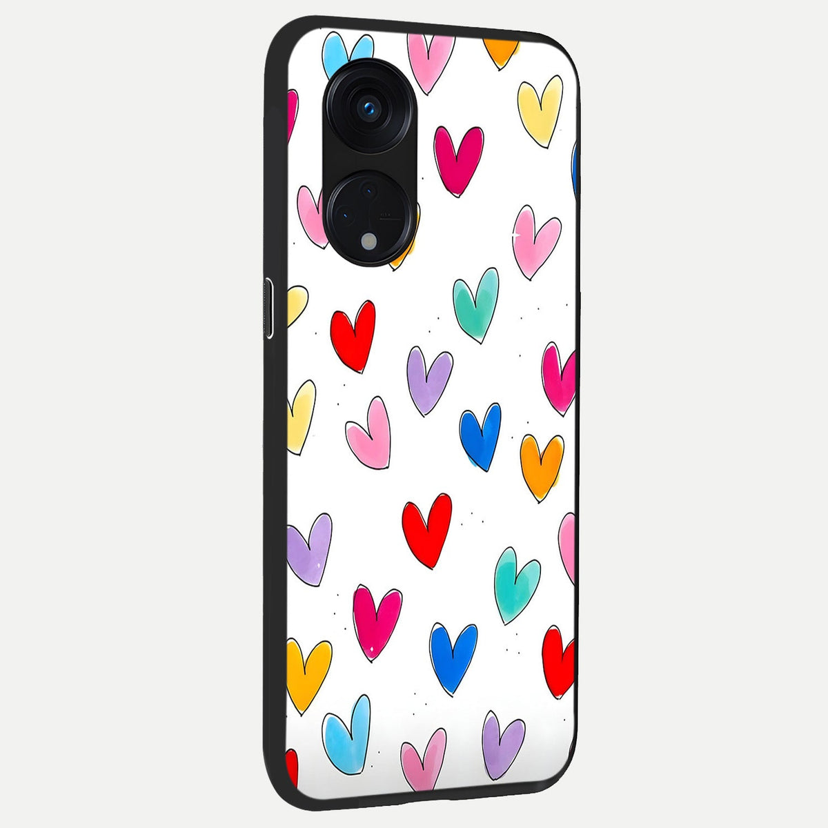 Playful Love Doodles back cover For Oppo Reno 8T 5G slim fit glass case with vibrant aesthetic design