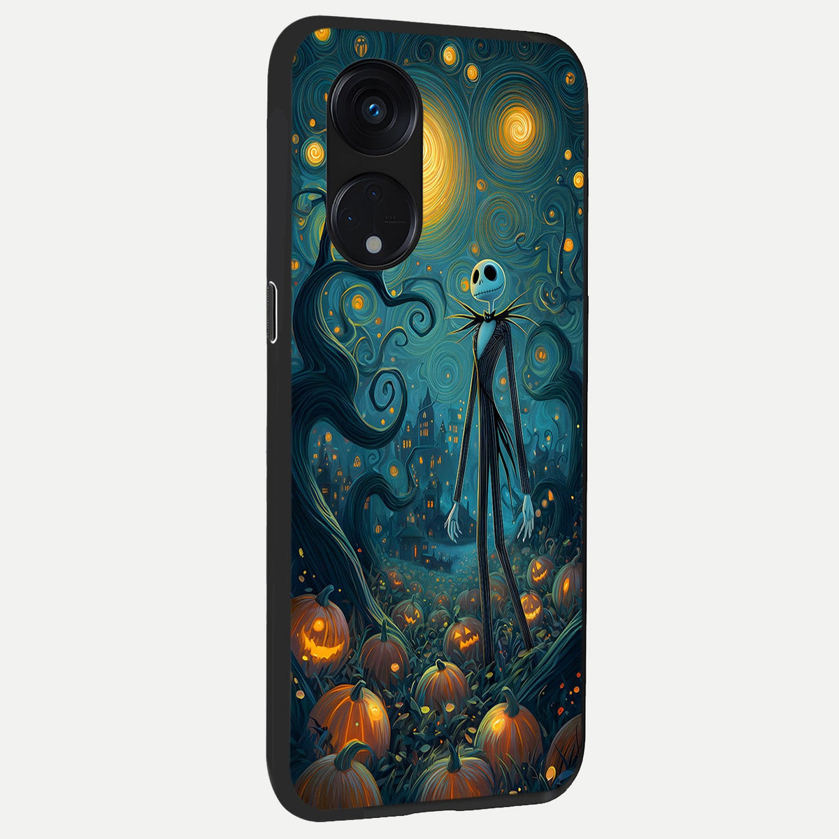 Pumpkin Moonlight Tale back cover For Oppo Reno 8T 5G slim fit glass case with vibrant aesthetic design