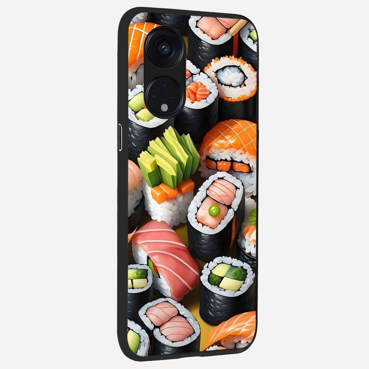 Sushi Food Pattern back cover For Oppo Reno 8T 5G slim fit glass case with vibrant aesthetic design