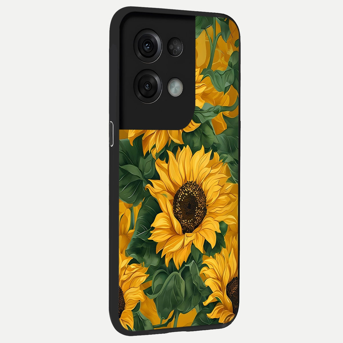 Bright Sunflower Bloom back cover For Oppo Reno 8 Pro slim fit glass case with vibrant aesthetic design