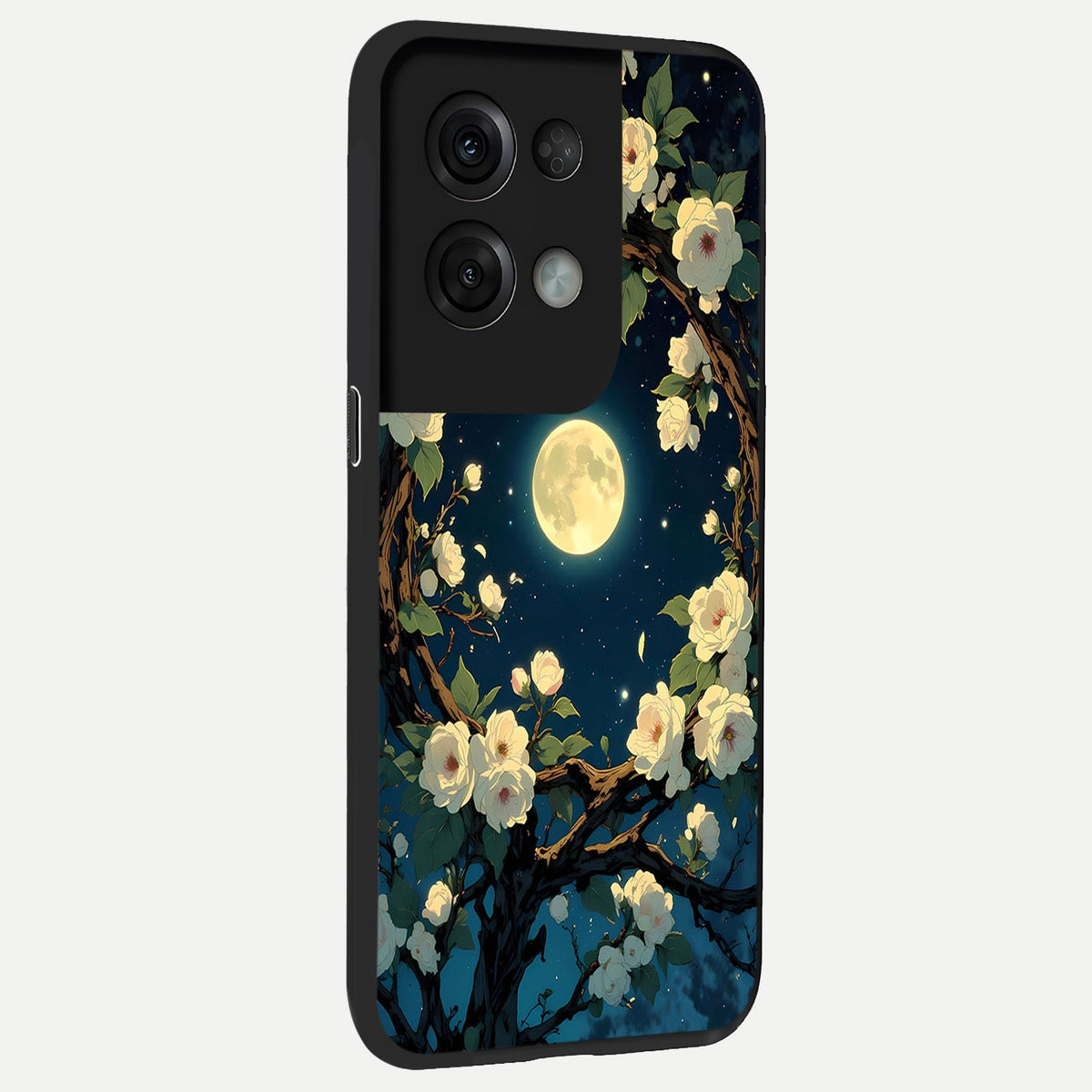 Celestial Moon And Flower back cover For Oppo Reno 8 Pro slim fit glass case with vibrant aesthetic design