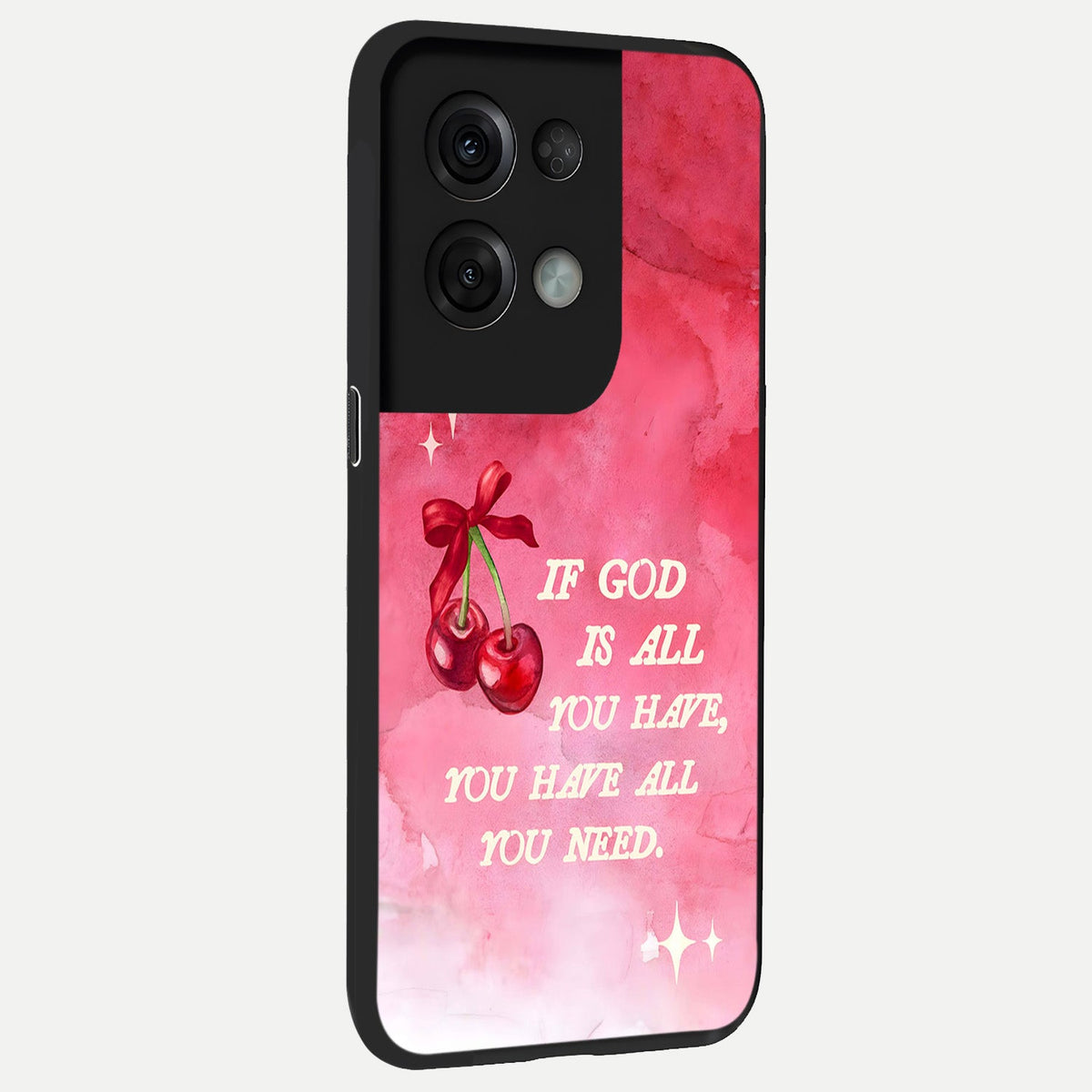 Cherry Quote back cover For Oppo Reno 8 Pro slim fit glass case with vibrant aesthetic design