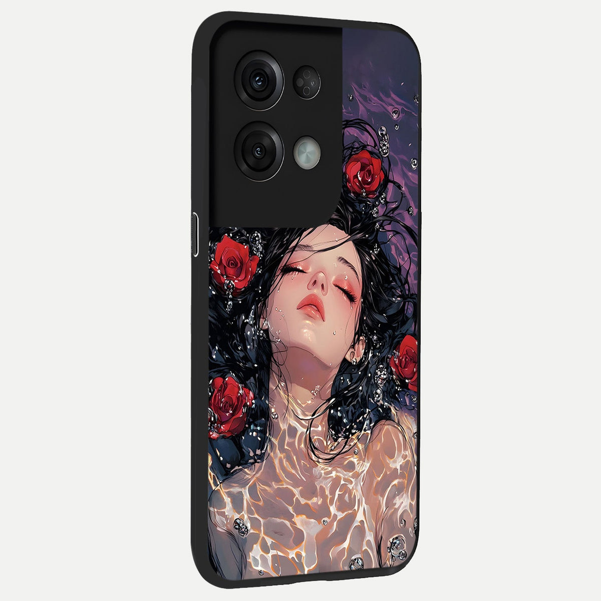 Crimson Rose Serenity back cover For Oppo Reno 8 Pro slim fit glass case with vibrant aesthetic design