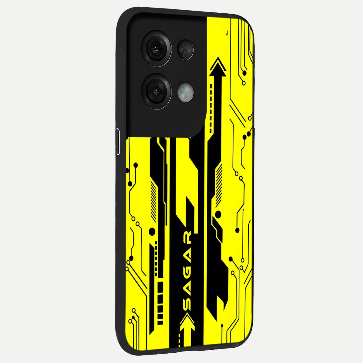 Electric Pulse CYBERPUNK Custom Name back cover For Oppo Reno 8 Pro slim fit glass case with vibrant aesthetic design