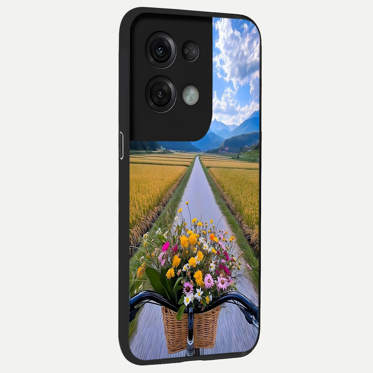 Golden Field Journey back cover For Oppo Reno 8 Pro slim fit glass case with vibrant aesthetic design
