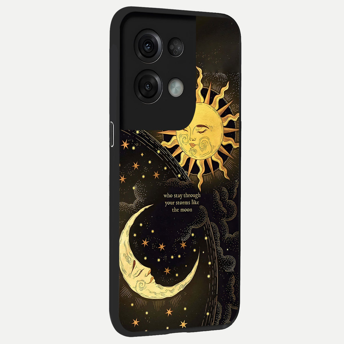 Golden Lunar Love back cover For Oppo Reno 8 Pro slim fit glass case with vibrant aesthetic design