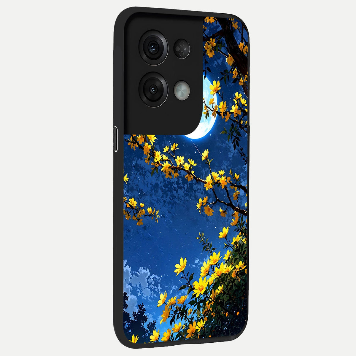 Golden Night Glow back cover For Oppo Reno 8 Pro slim fit glass case with vibrant aesthetic design