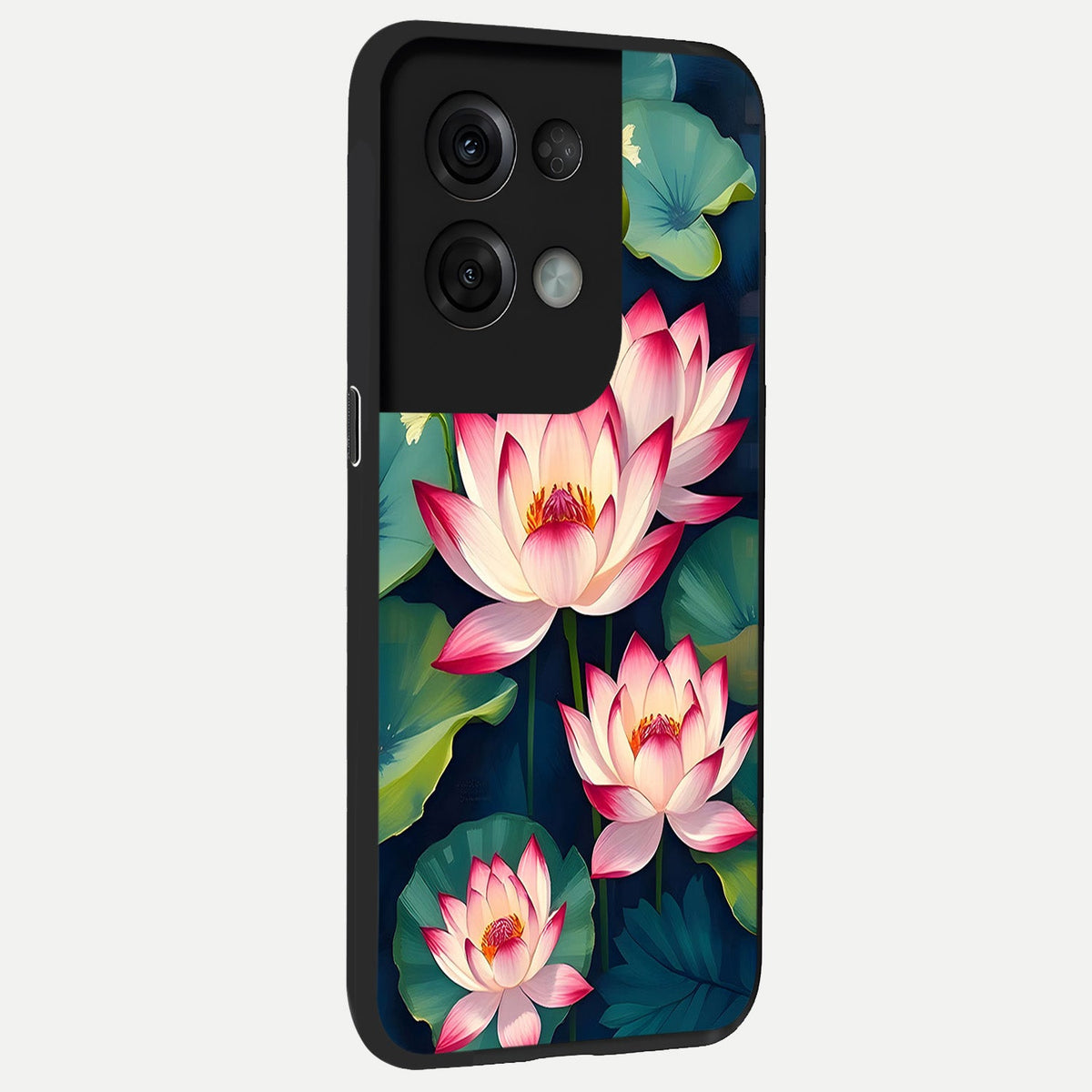 Lotus Dream Serenity back cover For Oppo Reno 8 Pro slim fit glass case with vibrant aesthetic design
