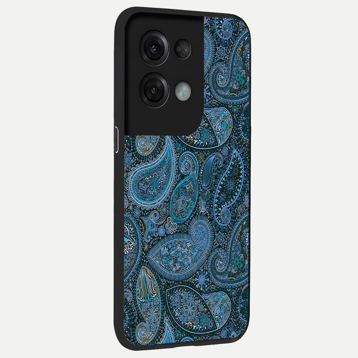 Midnight Paisley Glow back cover For Oppo Reno 8 Pro slim fit glass case with vibrant aesthetic design