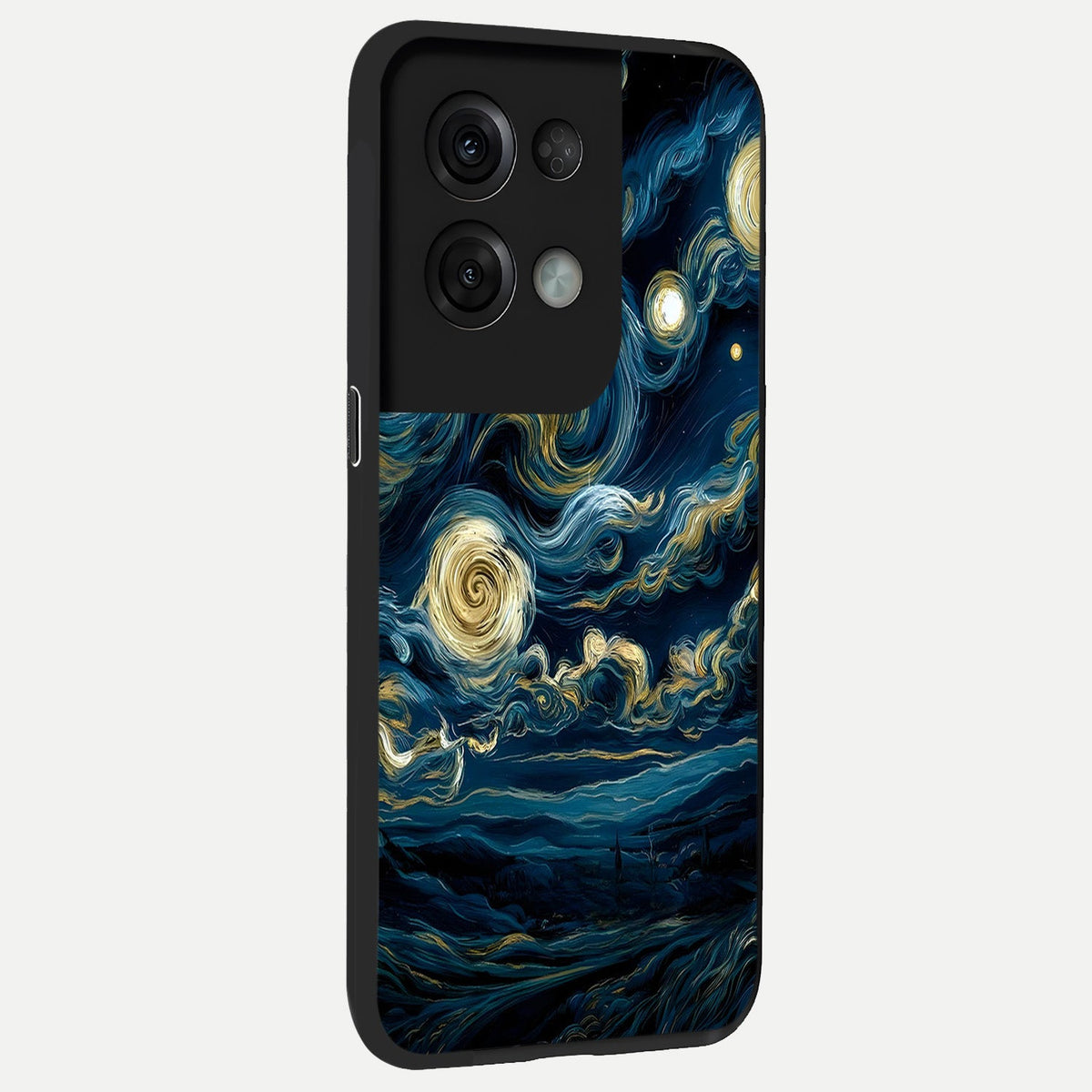 Midnight Sky Whirl back cover For Oppo Reno 8 Pro slim fit glass case with vibrant aesthetic design