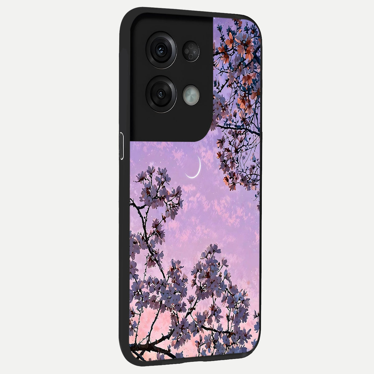 Purple Serenity Moon back cover For Oppo Reno 8 Pro slim fit glass case with vibrant aesthetic design