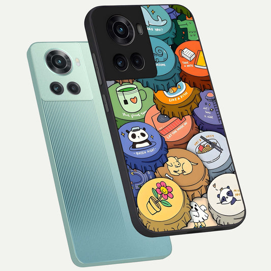 Coins Patterns phone case For OnePlus 10R showing premium glass back cover with detailed artwork