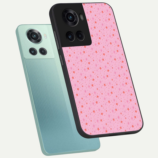 Cosmic Pink Sparkle phone case For OnePlus 10R showing premium glass back cover with detailed artwork
