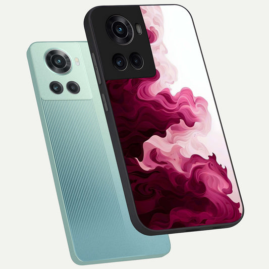Crimson Wave Flow phone case For OnePlus 10R showing premium glass back cover with detailed artwork