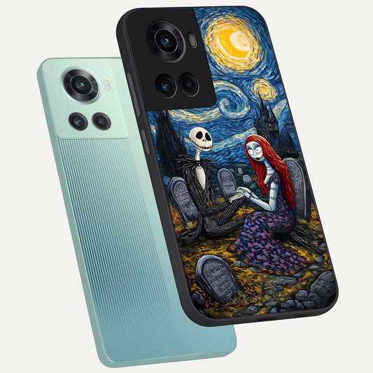 Eternal Night Love phone case For OnePlus 10R showing premium glass back cover with detailed artwork