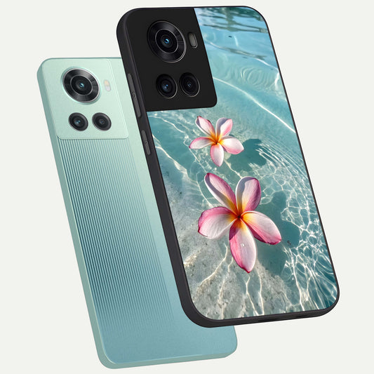 Floating Bloom Bliss phone case For OnePlus 10R showing premium glass back cover with detailed artwork