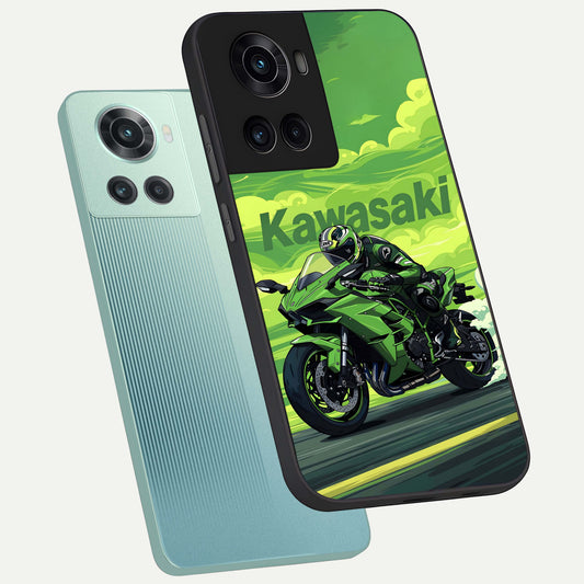Greenery Sky phone case For OnePlus 10R showing premium glass back cover with detailed artwork