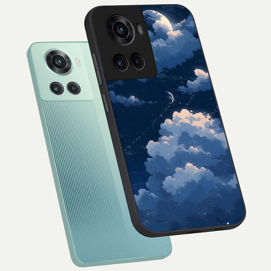 Moon Dream Haze phone case For OnePlus 10R showing premium glass back cover with detailed artwork