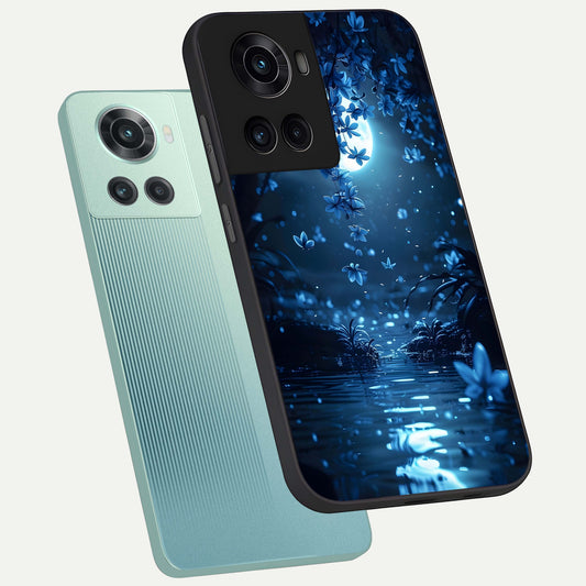Moonlight Petal Dream phone case For OnePlus 10R showing premium glass back cover with detailed artwork