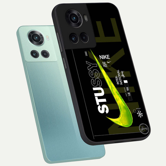 Neon Street Edition phone case For OnePlus 10R showing premium glass back cover with detailed artwork