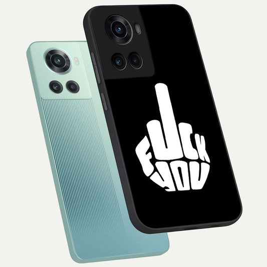 Rebel Mode On phone case For OnePlus 10R showing premium glass back cover with detailed artwork