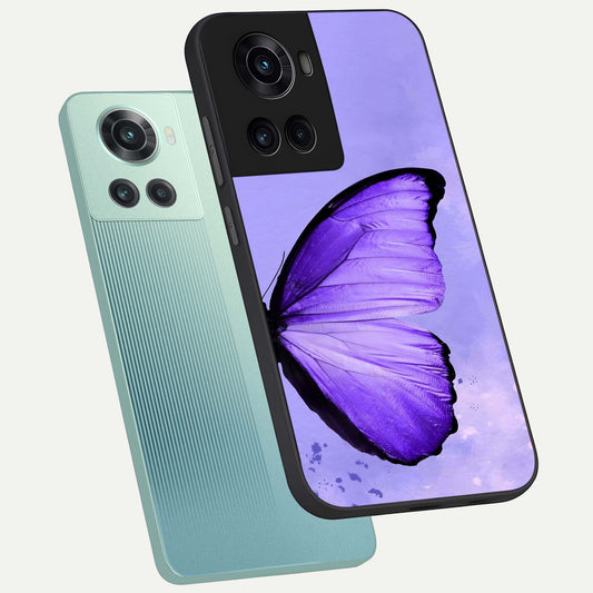 Violet Dream Wing phone case For OnePlus 10R showing premium glass back cover with detailed artwork